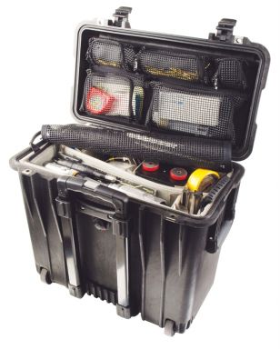 1444, Top Loader Case with Padded Dividers & Lid Organizer, BLACK