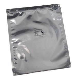 Static Shield Bag, 1500 Series Metal-Out Zip, 8X10, 100 EA