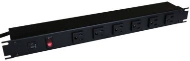 19 Inch 8 Outlet Horizontal Rack Mount Power Strip - 15ft Cord, 5-15P Plug, 5-15R Front Receptacles