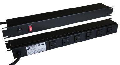 19 Inch 8 Outlet Horizontal Rack Mount Power Strip - 6ft Cord, 5-15P Plug, 5-15R Rear Receptacles