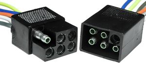 18 AWG 12" 6 Pin Square Trailer Connector