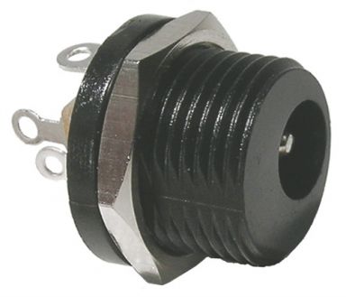 DC Power Jack 2.5mm - 13mm chassis mtg. hole. 2A @ 16VDC Max.