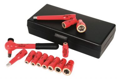 Insulated Socket and Ratchet Set 1/4" Drive - Metric, set of 13 pc