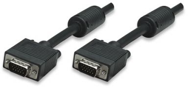 SVGA Monitor Cable HD15 Male / HD15 Male with Ferrite Cores, 1.8 m (6 ft.), Black