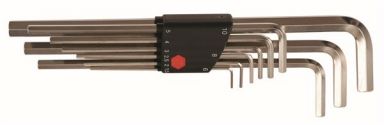 Hex L-Key Long Arm Nickel 9Pc MM 1.5-10