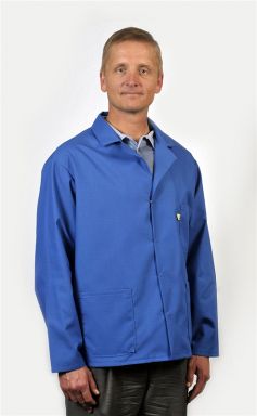 Traditional Lab Coat, Nylostat fabric, hip-length jacket, Royal Blue, 3pockets
