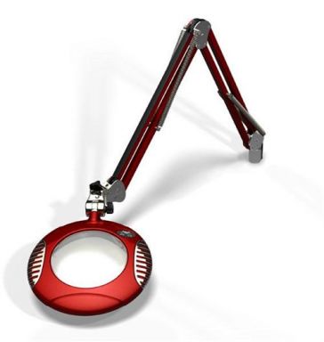 6" Round Green-Lite LED Magnifier - 4 Diop (2X) - Screw Down - 43" Reach - Blaze Red
