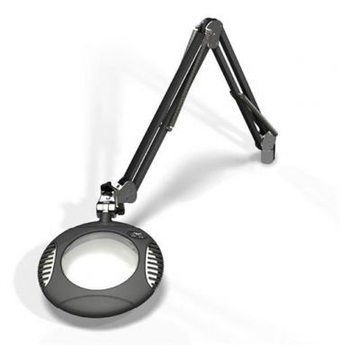 6" Round Green-Lite LED Magnifier - 4 Diop (2X) - Screw Down - 43" Reach - Charcoal Mist