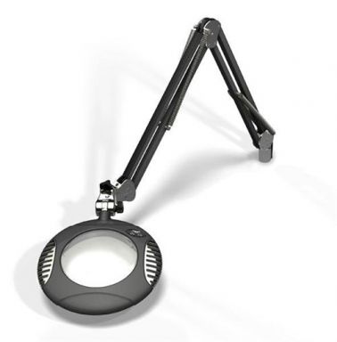 6" Round Green-Lite LED Magnifier - 5 Diop (2.25X) - Screw Down - 43" Reach - Charcoal Mist