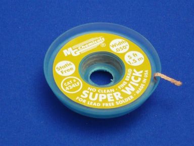 Lead Free Super Wick w/ No Clean Flux, Size No.(2), Width(.050"), Colour Code(Yellow), Length(1.5M)