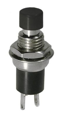 Push Button Switch SPST On-(Off) N/C Black Button 1A @ 125VAC