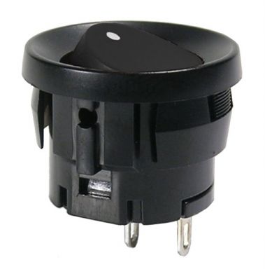 Rocker Switch SPST On-Off Black Button White Dot