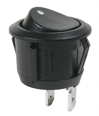 Rocker Switch SPST On-Off Black Button White Dot