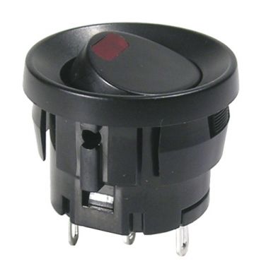 Rocker Switch SPST On-Off Black Button Red LED