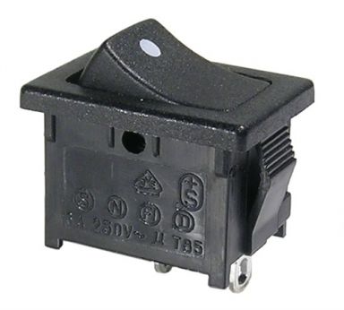 Rocker Switch SPST On-Off Black Button White Dot