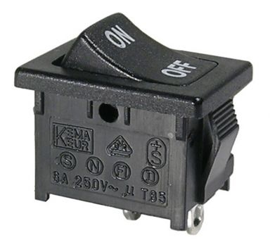 Rocker Switch SPST On-Off Black Button ON-OFF