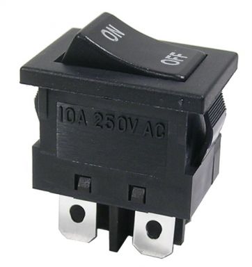 Rocker Switch DPST On-Off Black Button ON-OFF