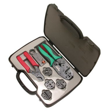 Coax Crimping Kit..w/Crimp Frame, 5 Dies, Rotary Stripper