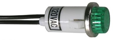 Neon Indicator (Internal Resistor) 120 VAC - Green Lens