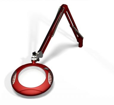 7.5" Round Green-Lite LED Magnifier - 4 Diop (2X) - Screw Down - 43" Reach - Blaze Red