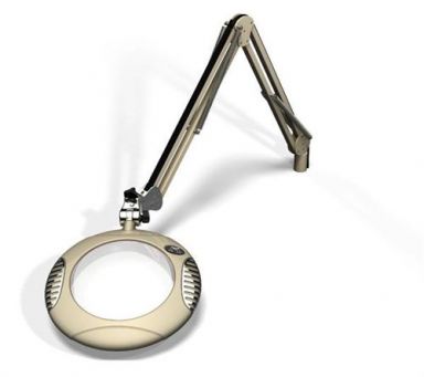 7.5" Round Green-Lite LED Magnifier - 4 Diop (2X) - Screw Down - 43" Reach - Shadow White