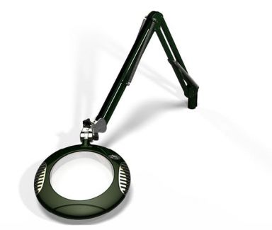 7.5" Round Green-Lite LED Magnifier - 5 Diop (2.25X) - Screw Down - 43" Reach - Racing Green