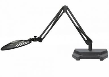 7.5" Round Green-Lite LED Magnifier - 4 Diop (2X) - Weighted Base - 43" Reach - Charcoal Mist