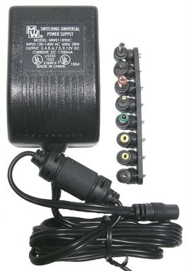 Universal Switching Adapter - Regulated Output 3, 4.5, 6, 7.5, 9, 12VDC @ 0 - 1.7Amps