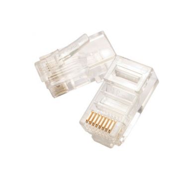 Modular Plug,Solid,8P8C,Flat Cable,..15 uin Gold,50/Pack