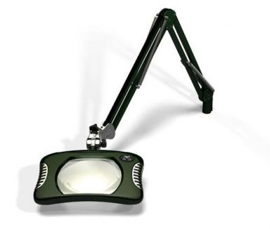 7" x 5.25" Rectangle Green-Lite ESD Safe Magnifier - Table Edge Clamp - 43" Reach - Racing Green