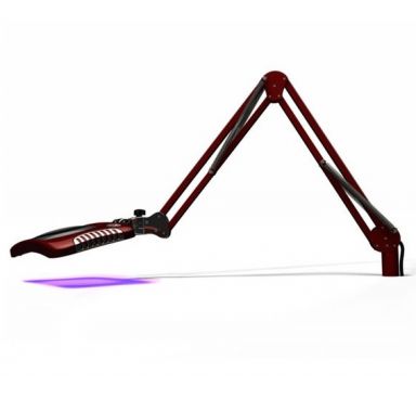 7" x 5.25" Rectangle UV Green-Lite LED Magnifier - Table Edge Clamp - 43" Reach - Shadow White