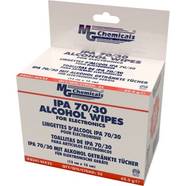 8241-WX25 - 70/30 Isopropyl Alcohol Wipe - 25 Pack - 5" ? 6" Wipes