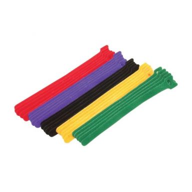 Hook and Loop Cable Tie Assortment 15 pcs. - 3 each color