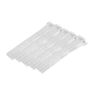 Cable Tie - Hook Tape - 8" White - 25 pk