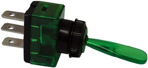 16A 12V On-Off Illuminated SPST Toggle Switch - Green