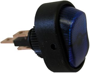16A 12V On-Off Illuminated SPST Oval Rocker Switch - Blue