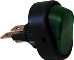 16A 12V On-Off Illuminated SPST Oval Rocker Switch - Green
