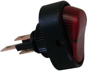 16A 12V On-Off Illuminated SPST Oval Rocker Switch - Red