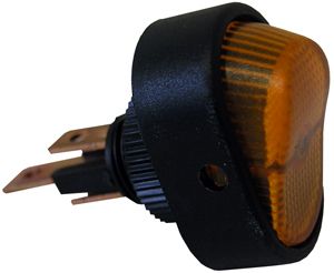 16A 12V On-Off Illuminated SPST Oval Rocker Switch - Amber