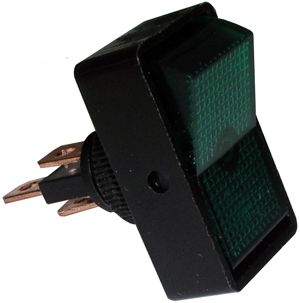 16A 12V On-Off Illuminated SPST Rectangular Rocker Switch - Green