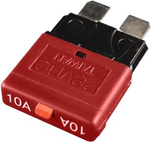 10A Type III Manual Reset Circuit Breakers Standard Fuse Footprint - Red