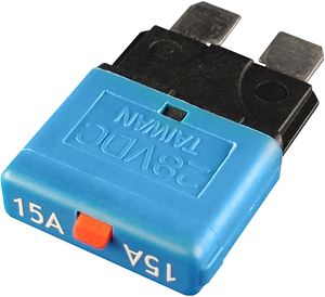 15A Type III Manual Reset Circuit Breakers Standard Fuse Footprint - Blue
