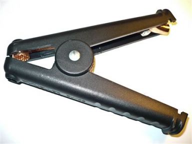 Fully Insulated 500A Ground Clamp, Black, Welding Jaws, shunt