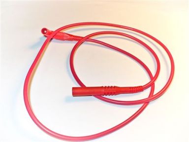 Red Rt Angle Shrouded Banana Plug to Shrouded Banana Plug-Silicone 39" 18G