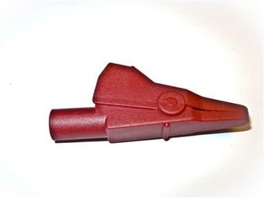 Red Shrouded Small Alligator Clip - 10 Amp