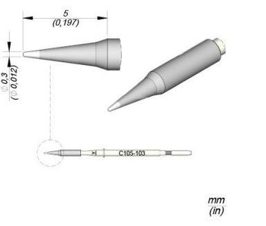 Cartridge Conical dia.  0.3 S1 Nano Soldering Tip