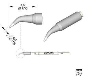 Cartridge Bent dia.  0.3 Nano Soldering Tip