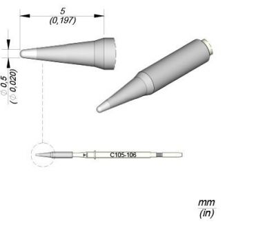 Cartridge Conical dia.  0.5 Nano Soldering Tip