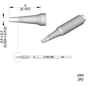 Cartridge Chisel � 0.6 x � 0.3 Nano Soldering Tip