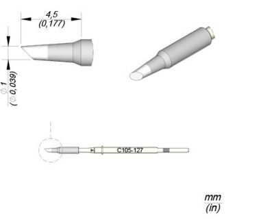 Cartridge Bevel dia. � 1 Nano Soldering Tip